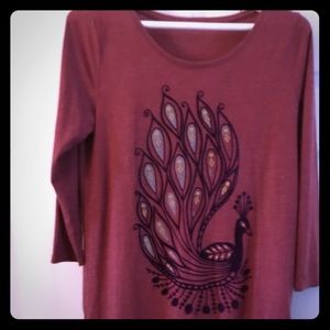 Lucky Brand 3/4 length sleeve peacock top